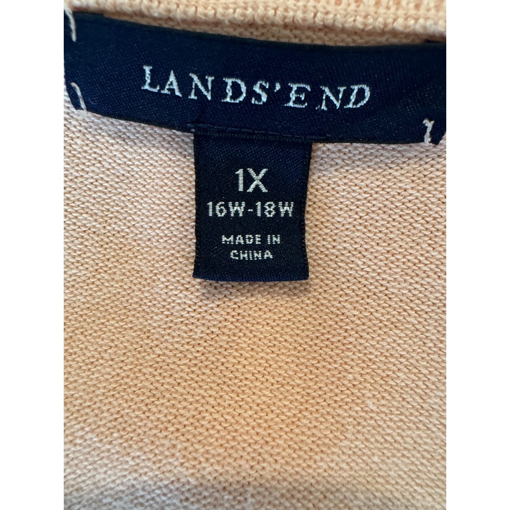 VTG Lands' End Women's Plus 1X Cotton Cardigan Peach Lightweight Spring 16W–18W - Picture 5 of 9